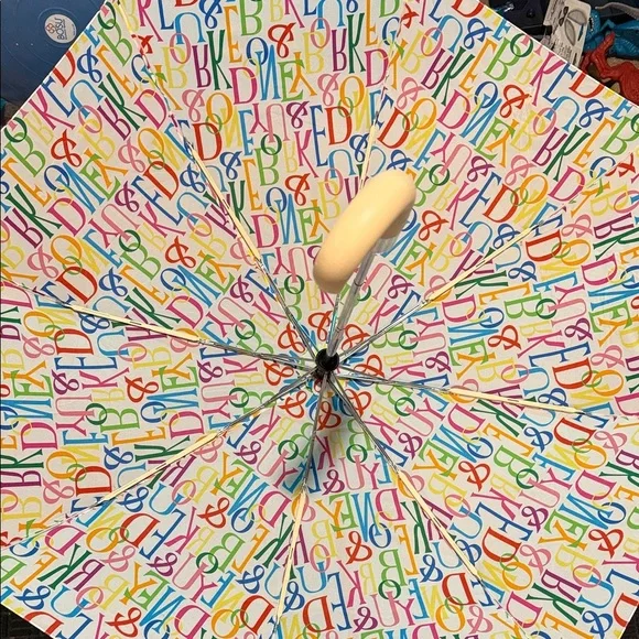 Dooney & Bourke Multi Colored Vintage Umbrella with Leather Handle - Picture 5 of 9